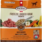 Primal Freeze Dried Dog Food Pronto, Beef; Scoop & Serve, Complete & Balanced Meal; Also Use as Topper or Treat; Premium, Healthy, Grain Free High Protein Raw Dog Food (16 oz)