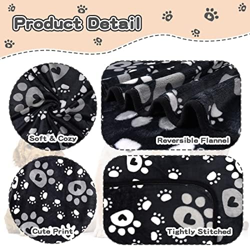 1 Pack 3 Dog Blankets for Small Dogs, Soft Fleece Dog Blanket Fluffy Pet Blanket Warm Sleep Mat Cute Paw Print Puppy Cat Blanket, Flannel Throw for Washable Dog Bed, Blanket for Dogs, 30"X20" - Image 5