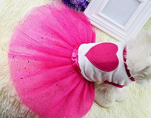 Idepet Spring Summer Pet Dog Cat Puppy Tutu Princess Dress Heart Printed Lace Dog Skirt Pet Apparel Dog Dress(Large) - Image 5
