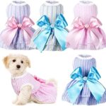 4 Pieces Dog Dresses for Small Medium Dogs Puppy Clothes Summer Princess Pet Dresses Girl Female Doggie Tutu Skirt Apparel for Chihuahua Yorkies Pup Cat Outfit(X-Small)