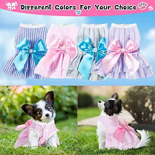 4 Pieces Dog Dresses for Small Medium Dogs Puppy Clothes Summer Princess Pet Dresses Girl Female Doggie Tutu Skirt Apparel for Chihuahua Yorkies Pup Cat Outfit(X-Small) - Image 4