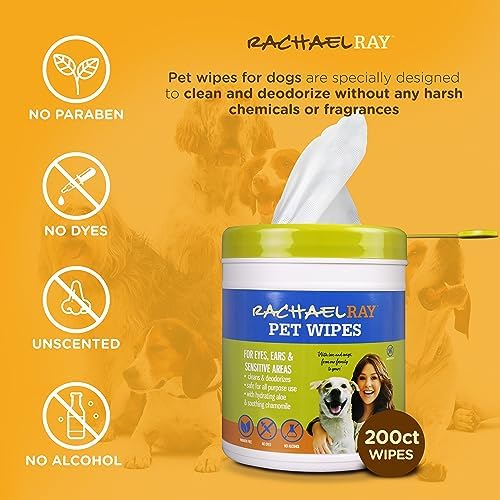 Rachael Ray Dog Wipes – 200 CT Pet Wipes for Dogs, Dog Grooming Wipes, Multi-Purpose Deodorizing Dog Cleaning Wipes, Quick Easy Use Dog Wipes for Paws and Butt, Use as Dog Bath Wipes, Puppy Wipes - Image 5