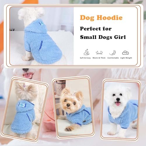 Dog Hoodie Dog Sweater Dog Winter Clothes for Small Dogs Boy Girl Pet Hoodies for Dogs Cold Weather Dog Coats Fall Dog Sweatshirt for Chihuahua Yorkie Cat Sweater Dog Costumes (Medium, Blue) - Image 4