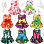 LEIFIDE 8 Pcs Summer Themed Hawaii Dog Dresses Holiday Dog Dress Flamingo Fruit Floral Pattern Pet Skirts Hawaii Puppy Princess Dresses Outfits Bowknot Puppy Dresses for Girl Dogs Cats Beach (XL)